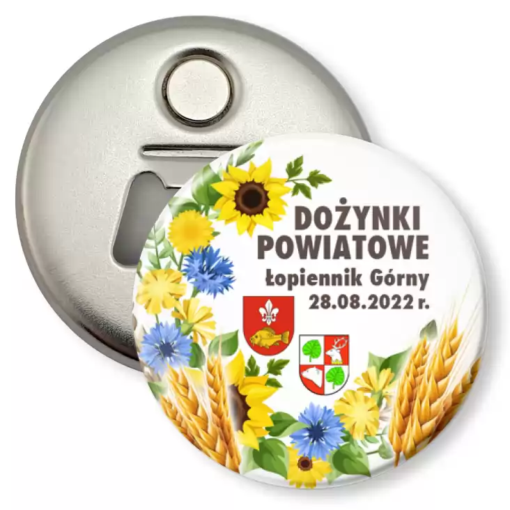 przypinka otwieracz-magnes Dożynki Powiatowe Łopiennik Górny 2022