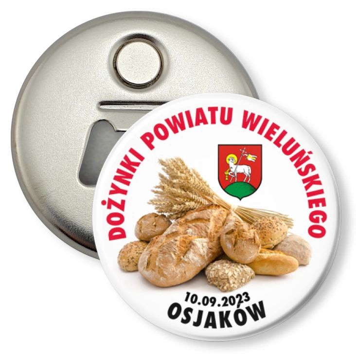 przypinka otwieracz-magnes Dożynki Powiatowe Osjaków 2023