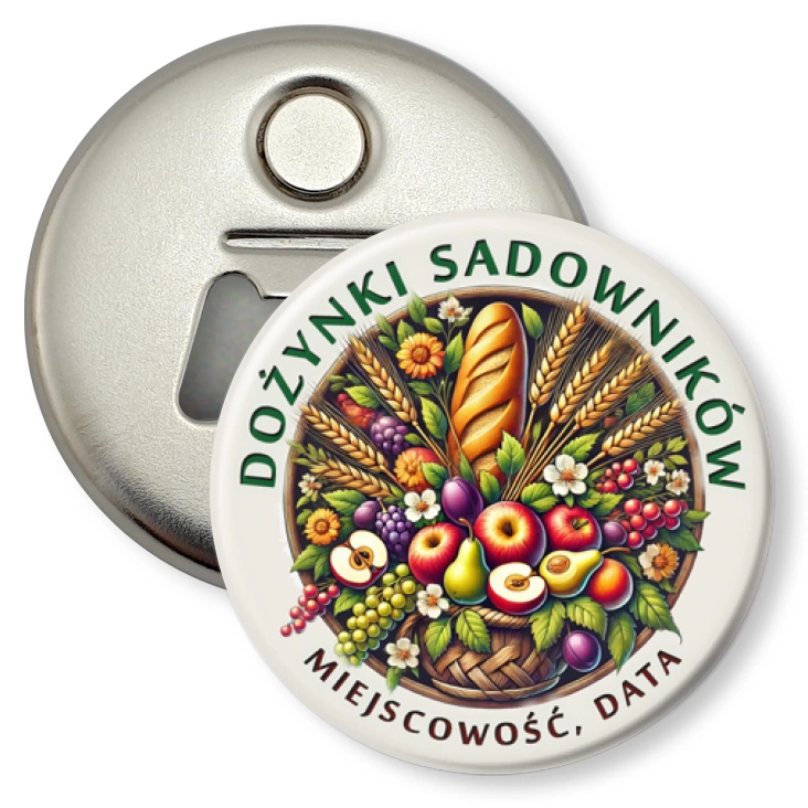 przypinka otwieracz-magnes Dożynki Sadowników