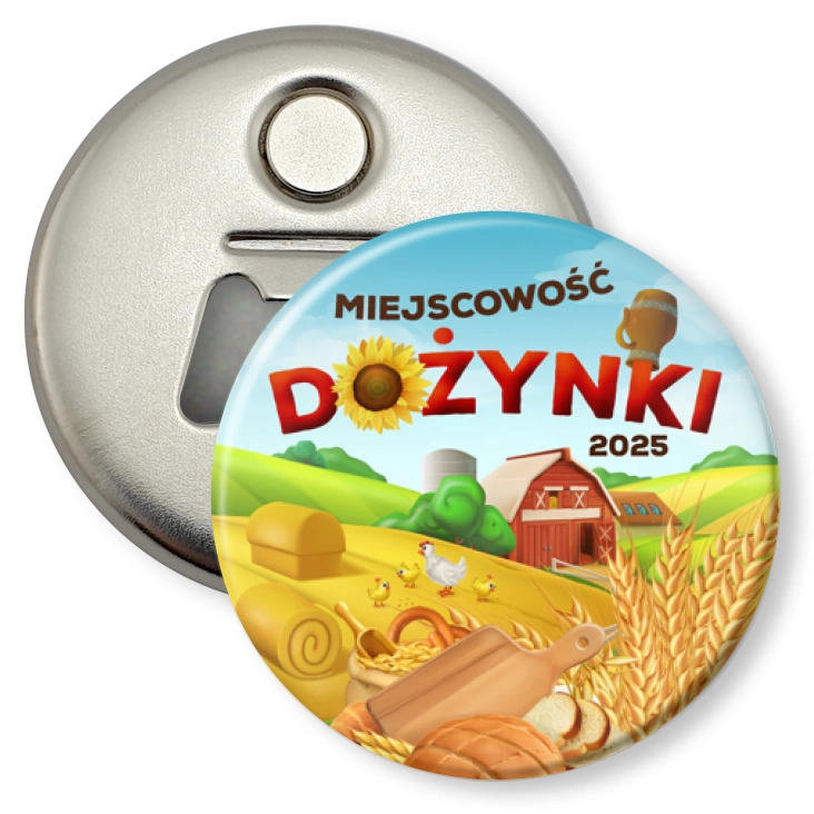 przypinka otwieracz-magnes Dożynki wiejski pejzaż