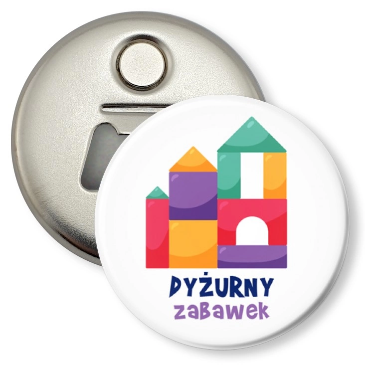 przypinka otwieracz-magnes Dyżurny zabawek