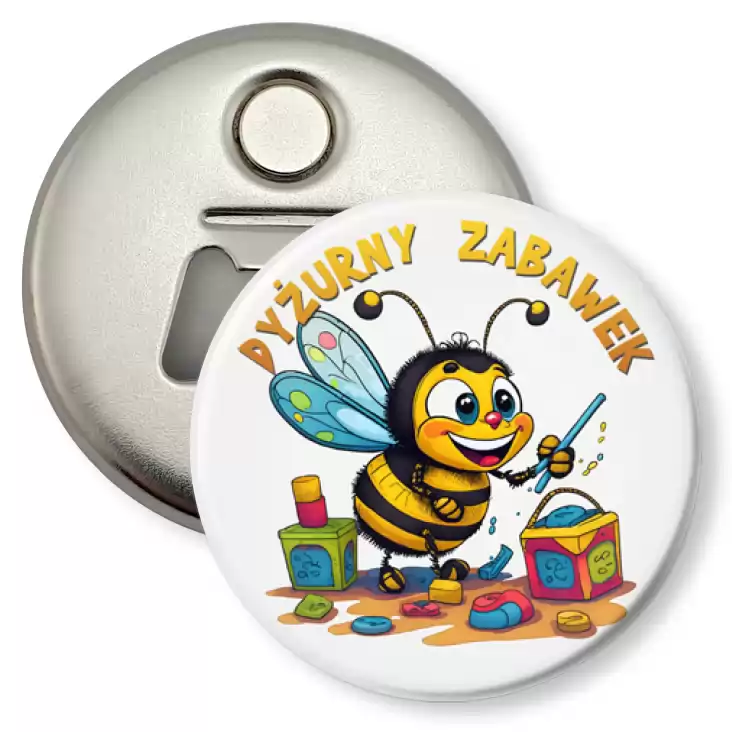 przypinka otwieracz-magnes Dyżurny zabawek wesoła pszczółka