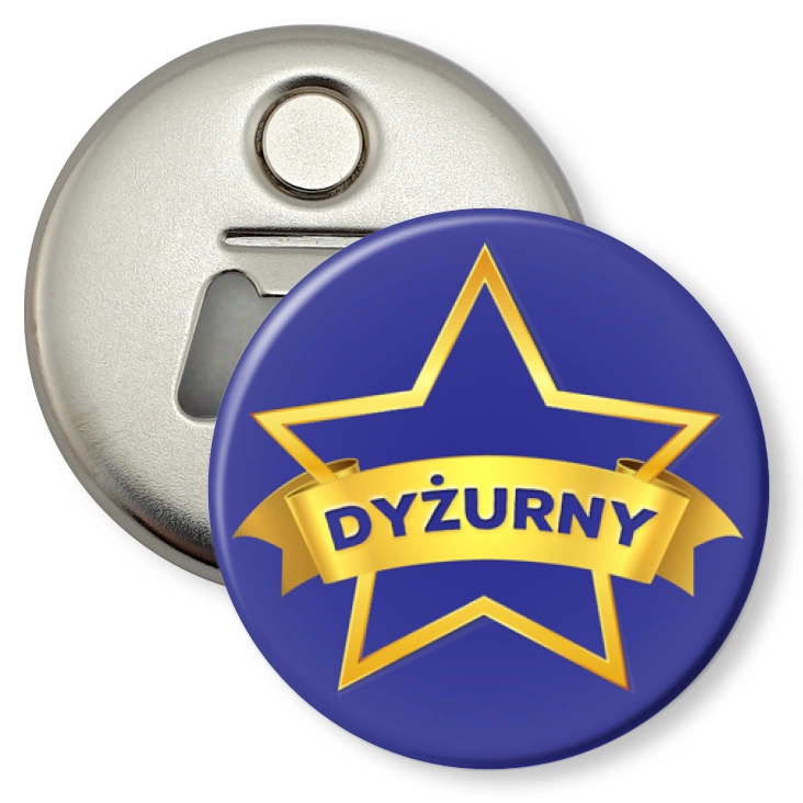 przypinka otwieracz-magnes Dyżurny złota gwiazda