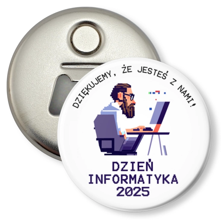 przypinka otwieracz-magnes Dzień Informatyka
