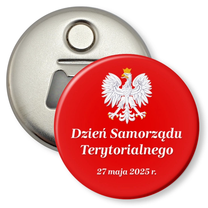 przypinka otwieracz-magnes Dzień Samorządu Terytorialnego z orłem