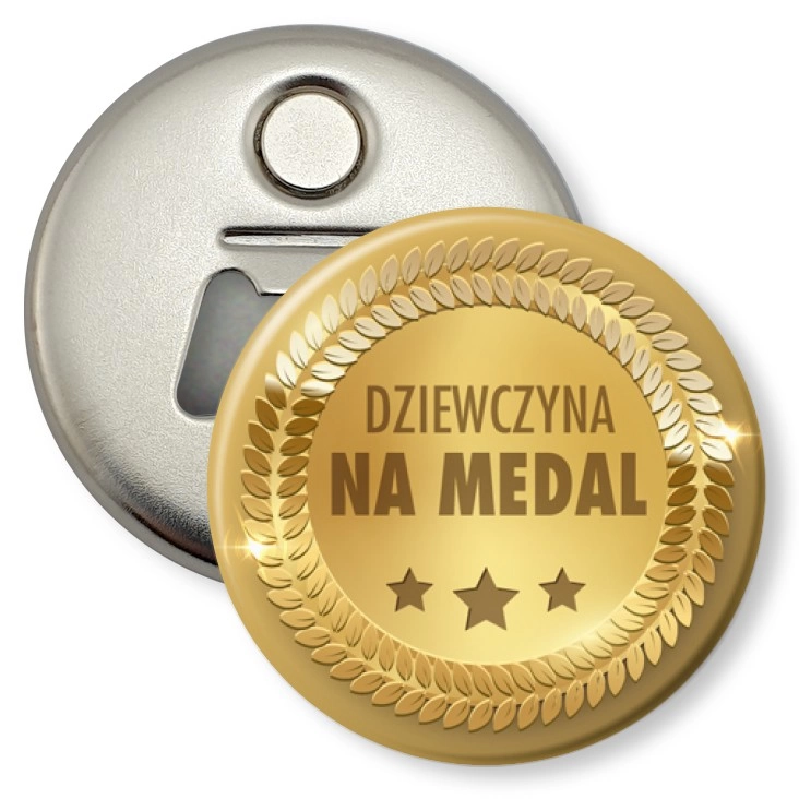 przypinka otwieracz-magnes Dziewczyna na medal