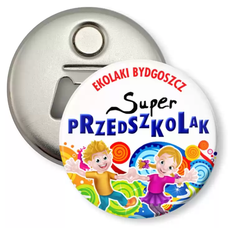 przypinka otwieracz-magnes Ekolaki Bydgoszcz Super Przedszkolak
