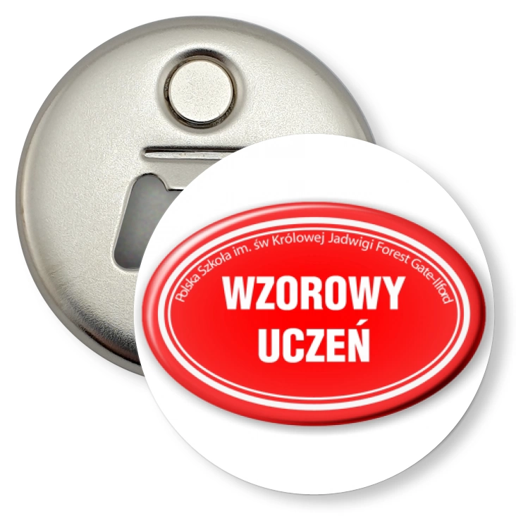 przypinka otwieracz-magnes Wzorowy Uczeń Polska Szkoła Ilford