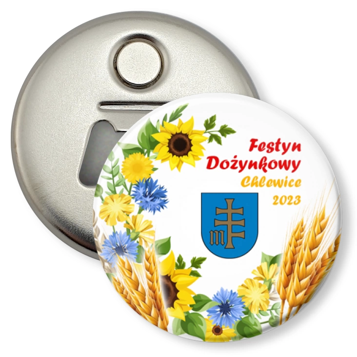 przypinka otwieracz-magnes Festyn Dożynkowy Chlewice 2023