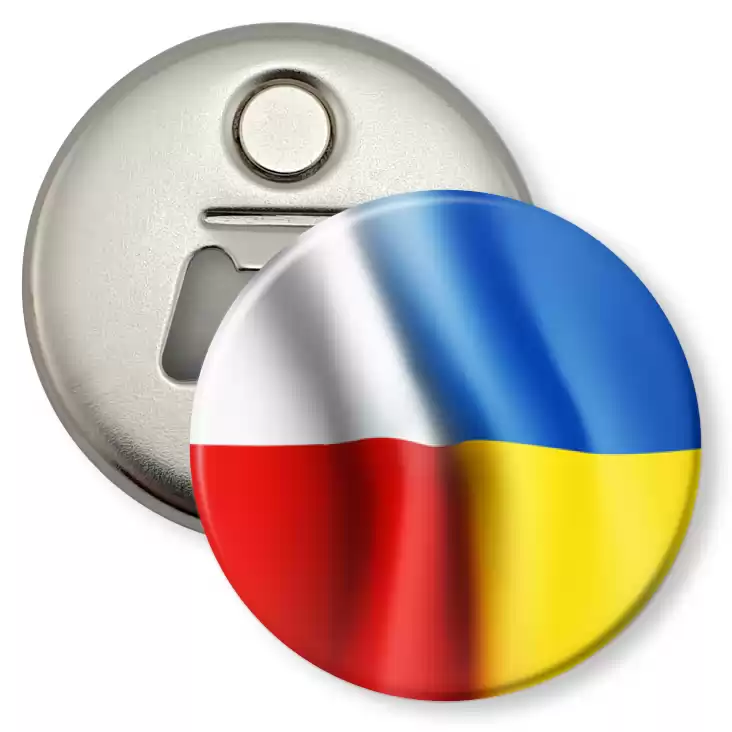 przypinka otwieracz-magnes Flagi Polska Ukraina
