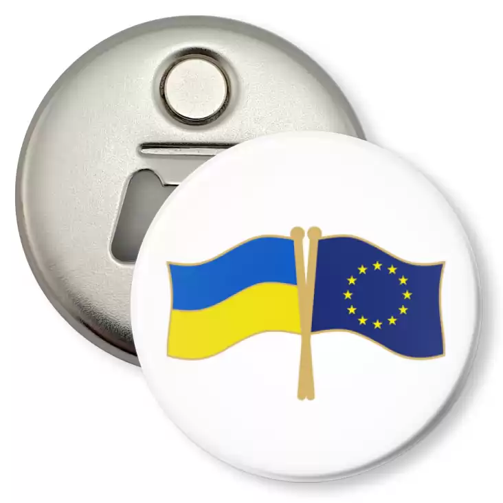przypinka otwieracz-magnes Flagi Ukraina Unia Europejska