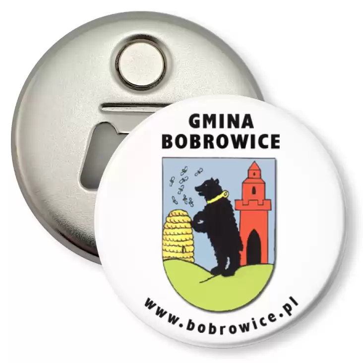 przypinka otwieracz-magnes Gmina Bobrowice