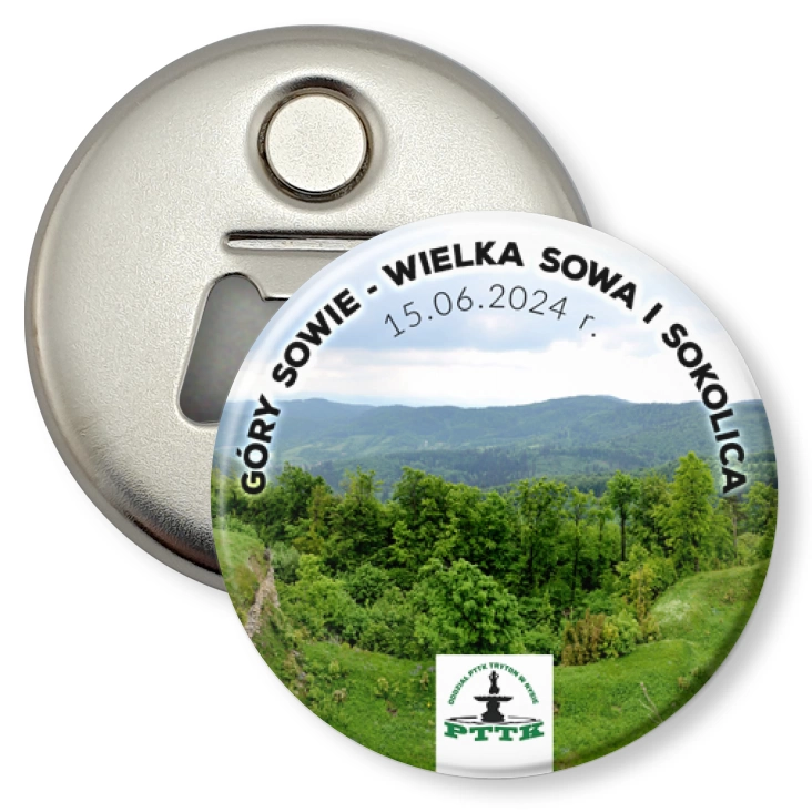 przypinka otwieracz-magnes Góry Sowie Wielka Sowa i Sokolica