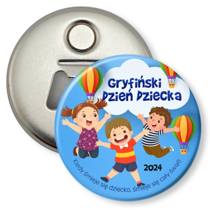 przypinka otwieracz-magnes Gryfiński Dzień Dziecka