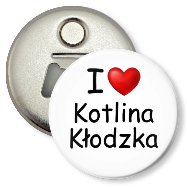 przypinka otwieracz-magnes I love Kotlina Kłodzka