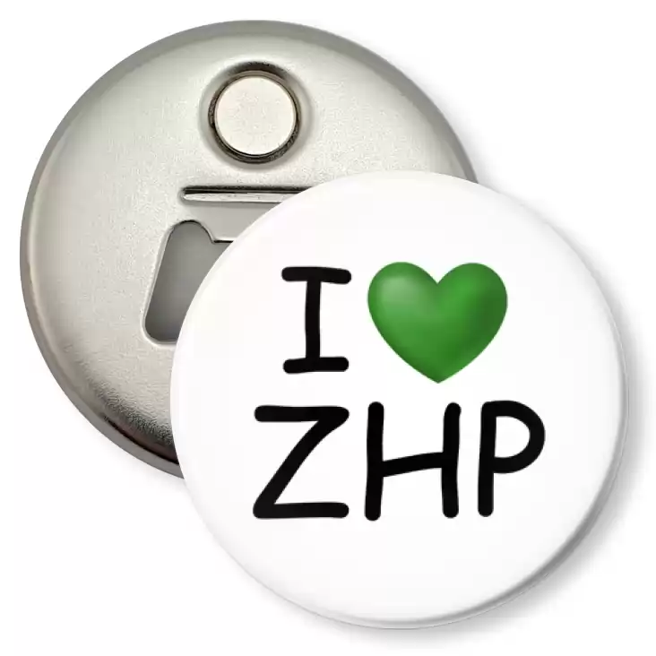 przypinka otwieracz-magnes I love ZHP