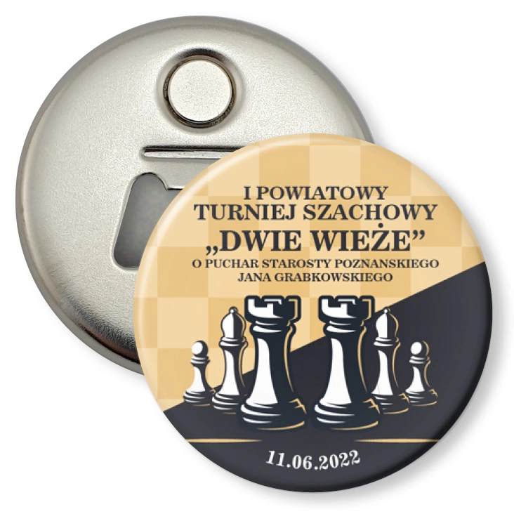 przypinka otwieracz-magnes I Turniej Szachowy Dwie Wieże ZSP Napachanie