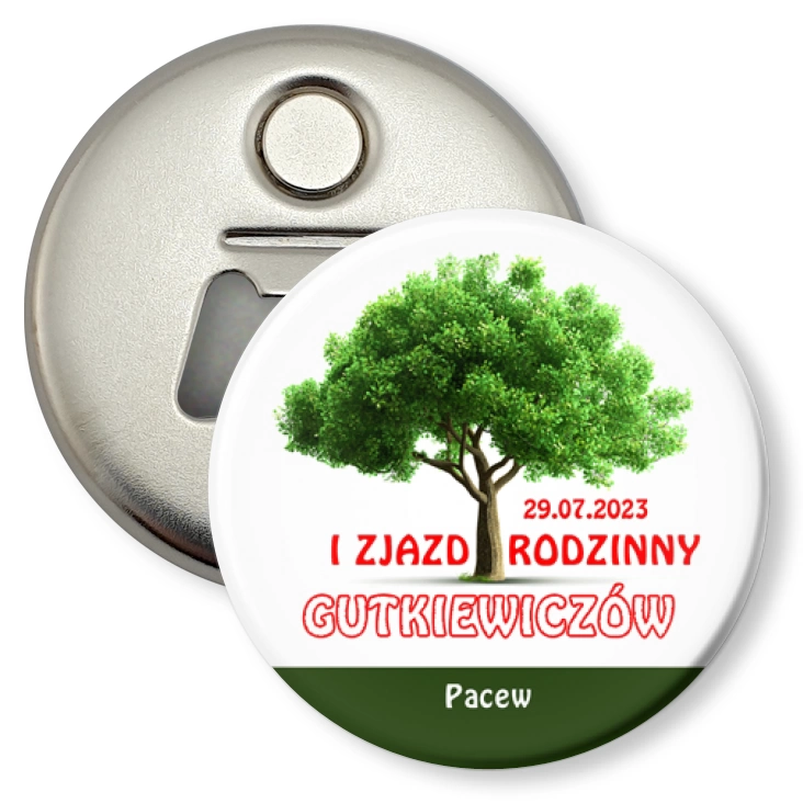 przypinka otwieracz-magnes I Zjazd Rodzinny Gutkiewiczów