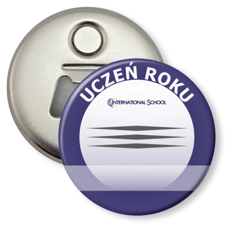 przypinka otwieracz-magnes International School - Uczeń roku