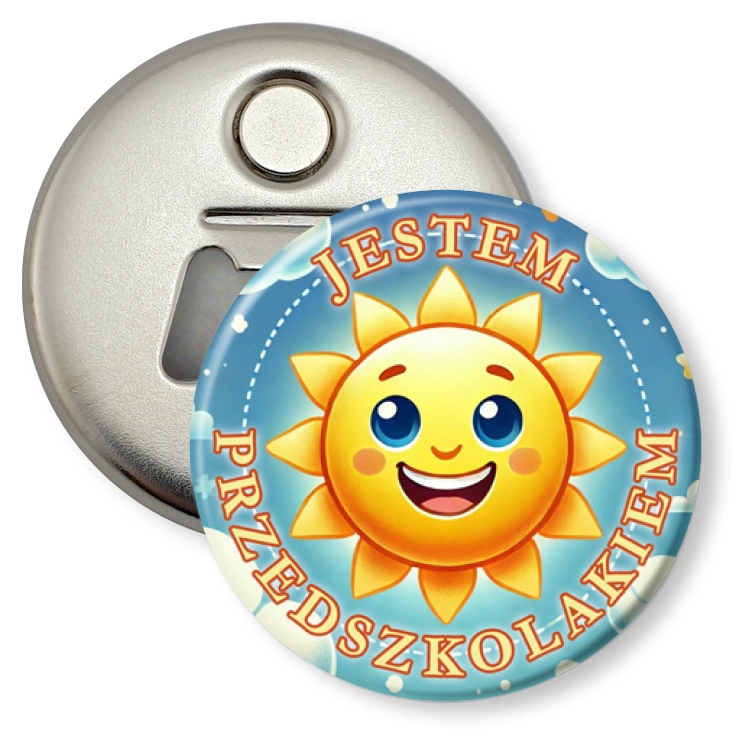 przypinka otwieracz-magnes Jestem przedszkolakiem słoneczko