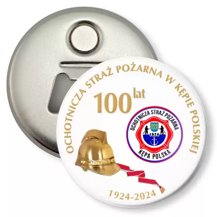przypinka otwieracz-magnes Jubileusz 100-lecia OSP Kępa Polska