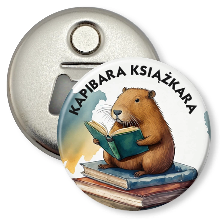 przypinka otwieracz-magnes Kapibara książkara