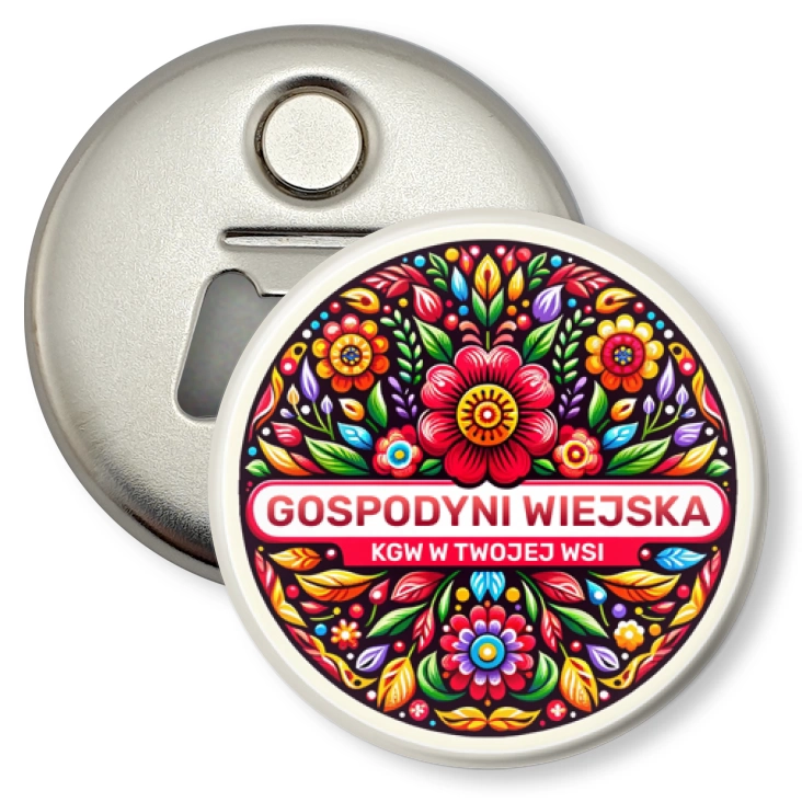 przypinka otwieracz-magnes KGW gospodyni wiejska