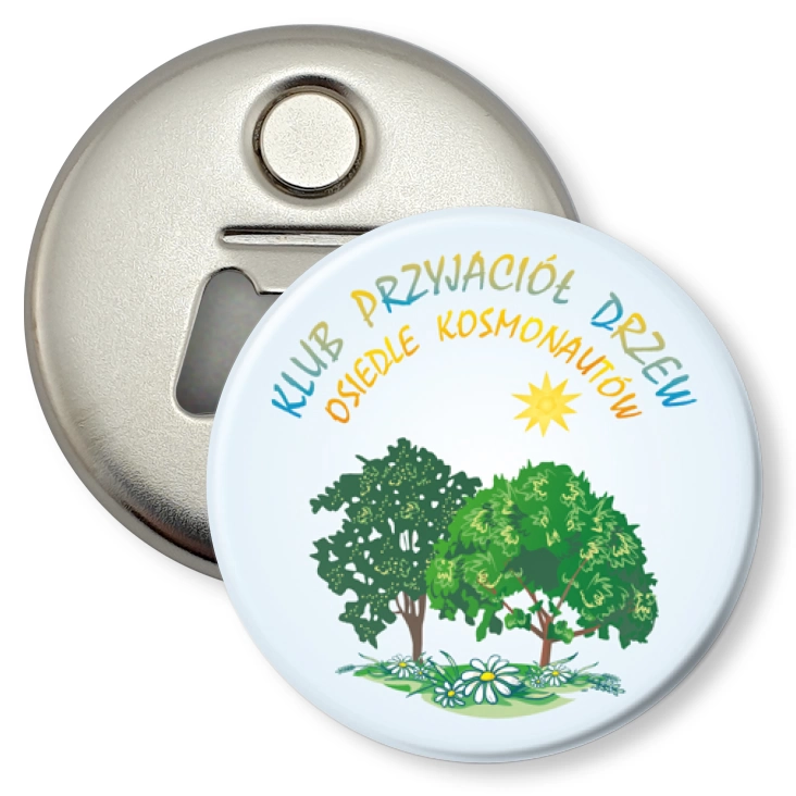 przypinka otwieracz-magnes Klub Przyjaciół Drzew