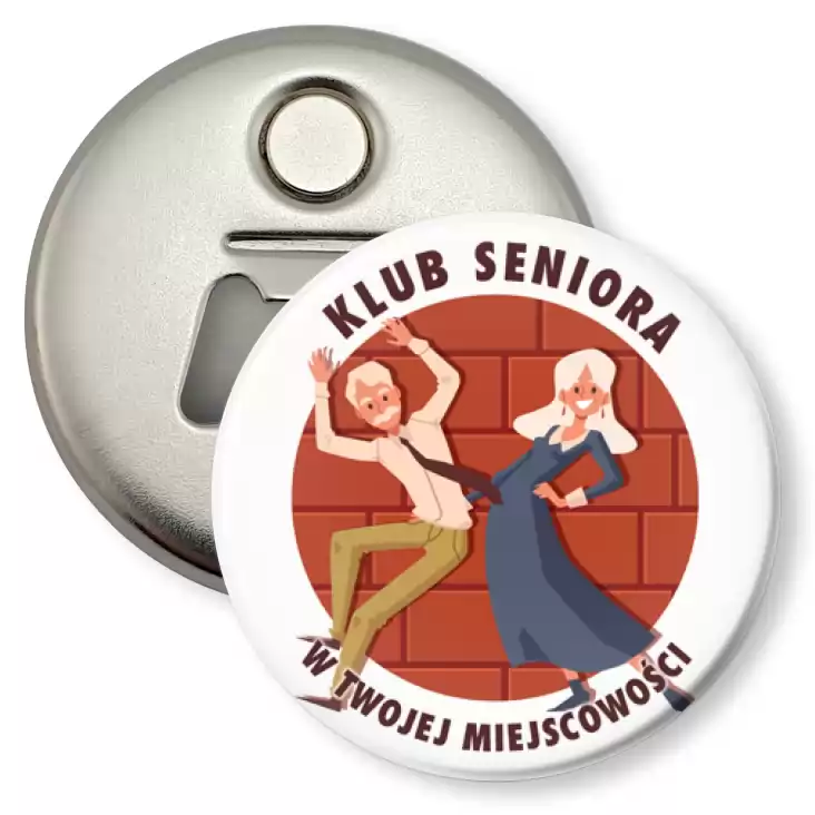 przypinka otwieracz-magnes Klub Seniora para seniorów