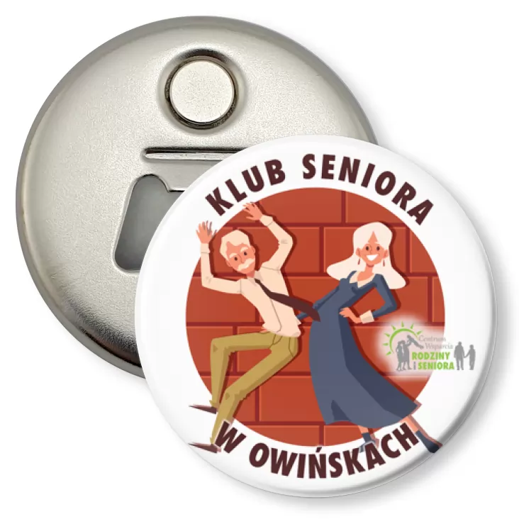 przypinka otwieracz-magnes Klub Seniora w Owińskach