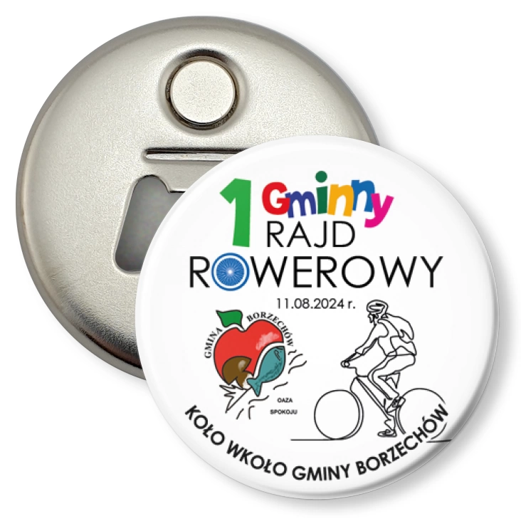 przypinka otwieracz-magnes Koło wkoło Gminy Borzechów