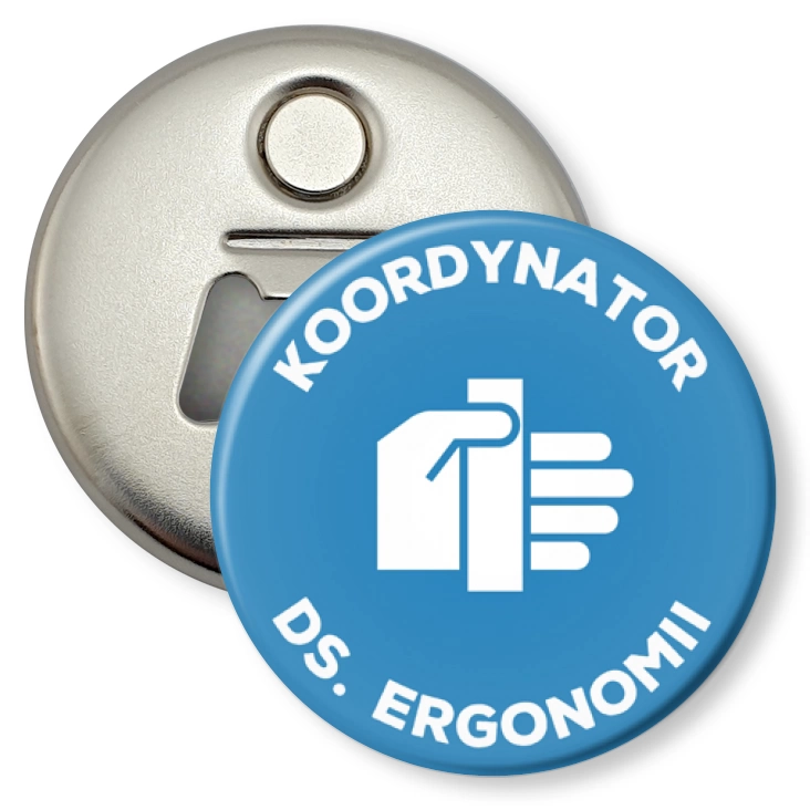 przypinka otwieracz-magnes Koordynator ds. ergonomii