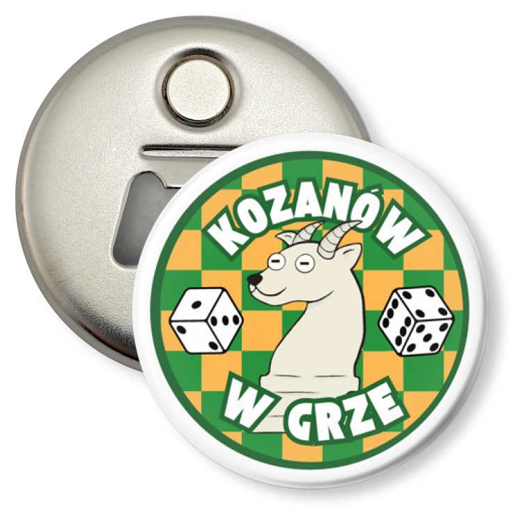 przypinka otwieracz-magnes Kozanów w grze