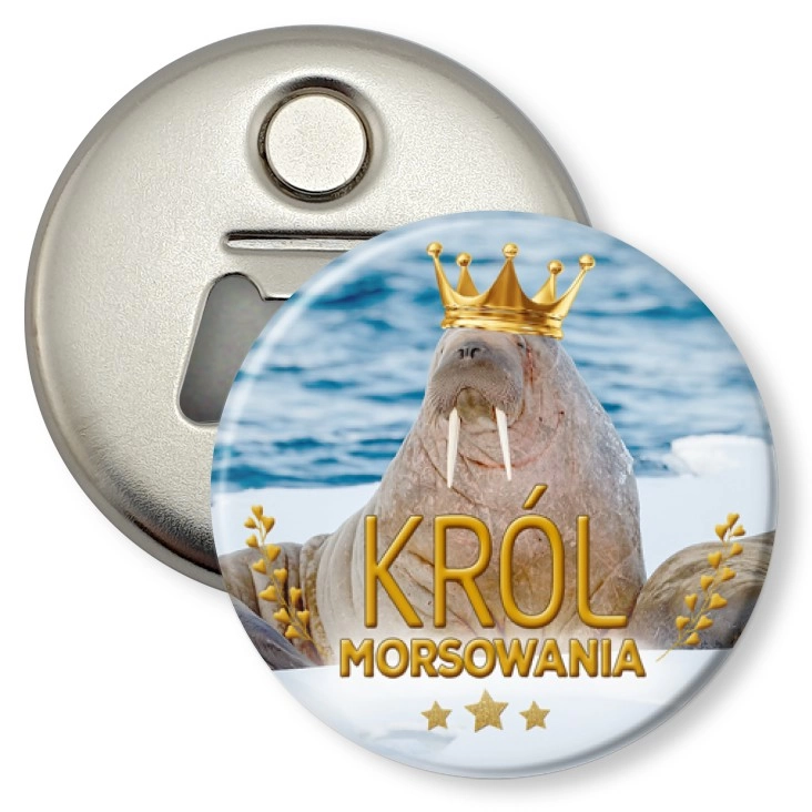 przypinka otwieracz-magnes Król morsowania