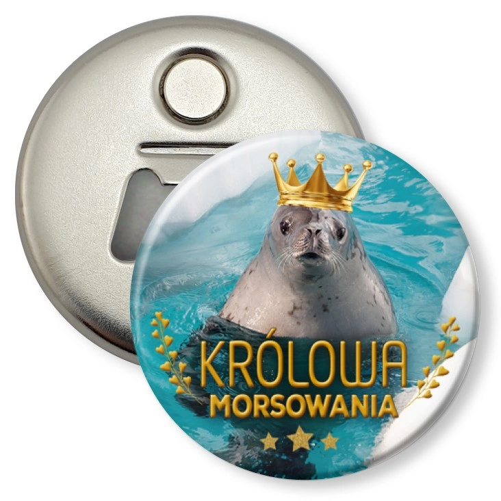 przypinka otwieracz-magnes Królowa morsowania