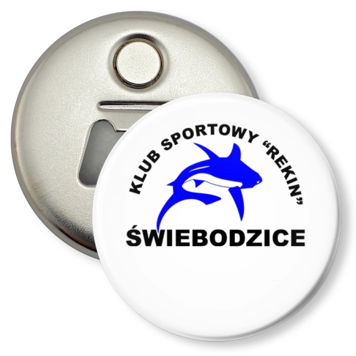 przypinka otwieracz-magnes KS Rekin Świebodzice
