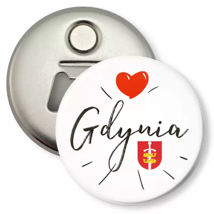 przypinka otwieracz-magnes Love Gdynia