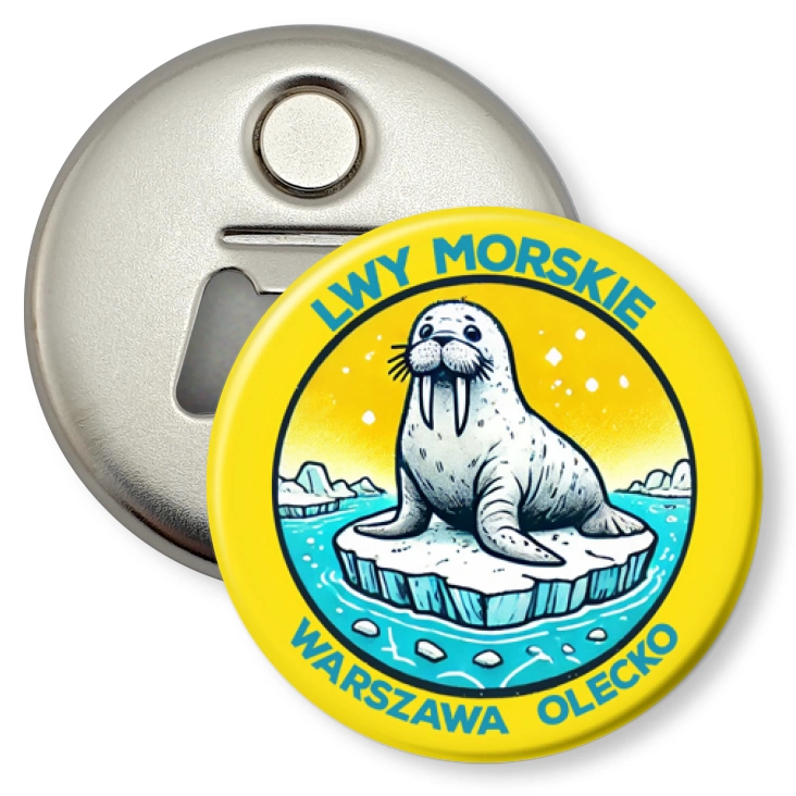 przypinka otwieracz-magnes Lwy Morskie Warszawa Olecko