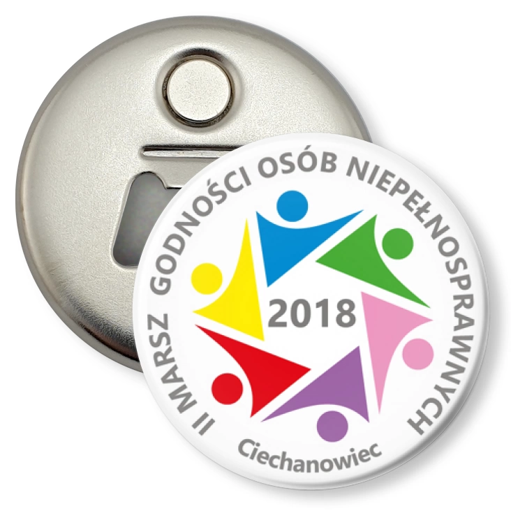 przypinka otwieracz-magnes Marsz Godności Osób Niepełnosprawnych
