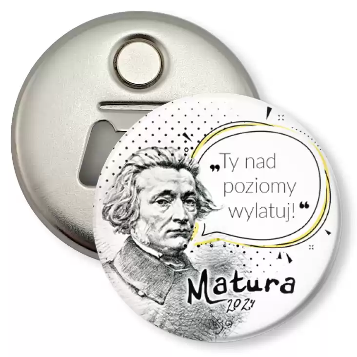 przypinka otwieracz-magnes Matura Adam Mickiewicz