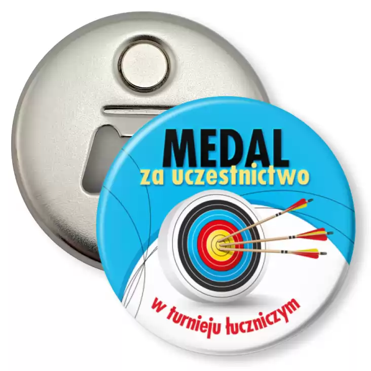 przypinka otwieracz-magnes Medal za uczestnictwo u turnieju łuczniczym