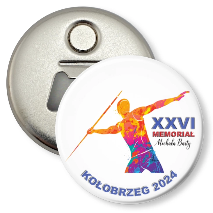 przypinka otwieracz-magnes Memoriał Michała Barty
