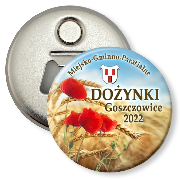 przypinka otwieracz-magnes Miejsko-Gminno-Parafialne Dożynki Goszczowice 2022