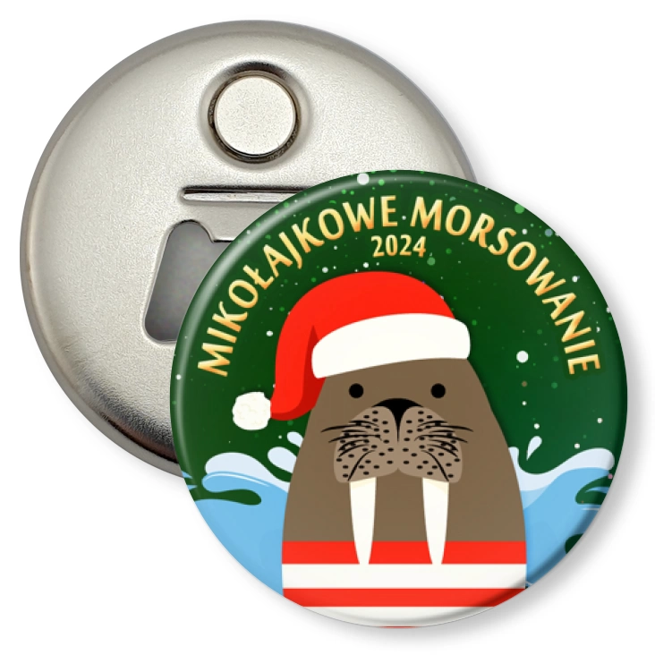 przypinka otwieracz-magnes Mikołajkowe morsowanie