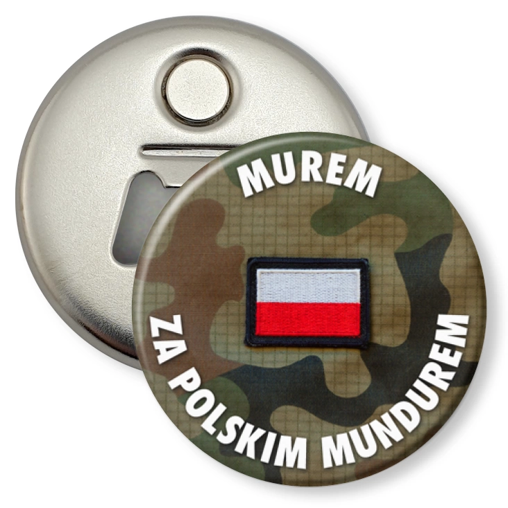 przypinka otwieracz-magnes Murem za polskim mundurem Moro