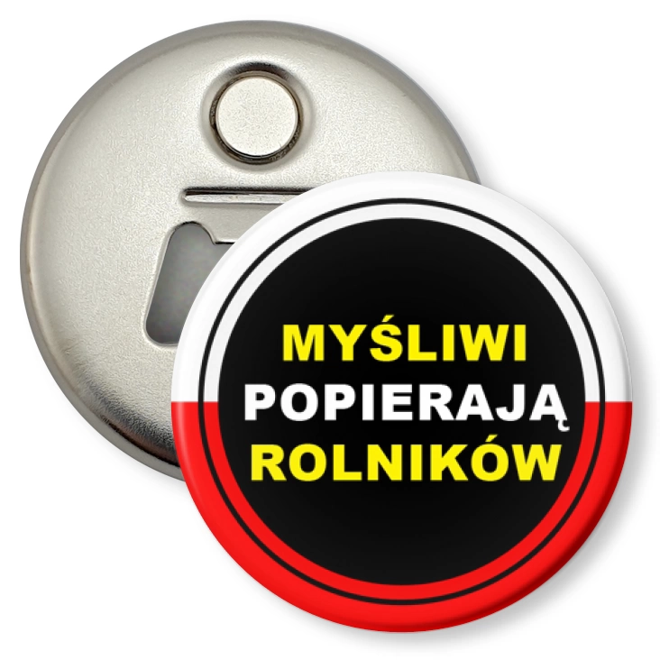 przypinka otwieracz-magnes Myśliwi popierają rolników