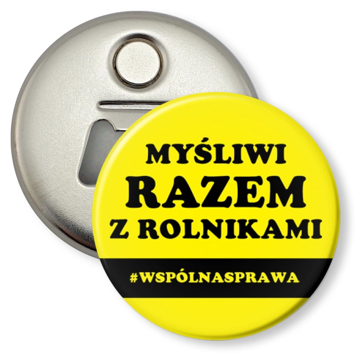 przypinka otwieracz-magnes Myśliwi razem z rolnikami
