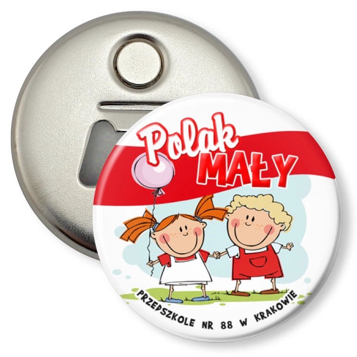 przypinka otwieracz-magnes Narodowe Święto Niepodległości Przedszkole nr 88 Kraków