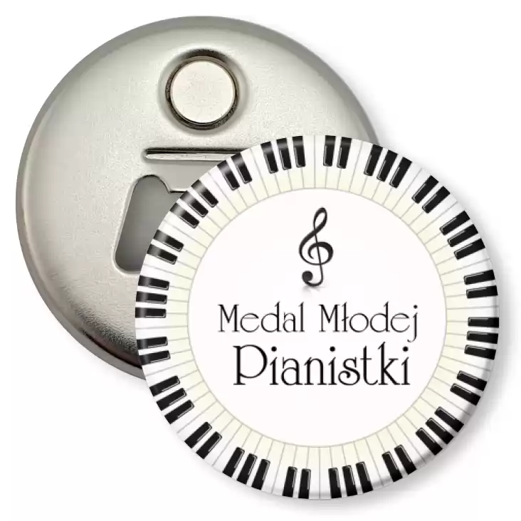 przypinka otwieracz-magnes Odznaka Młodej Pianistki