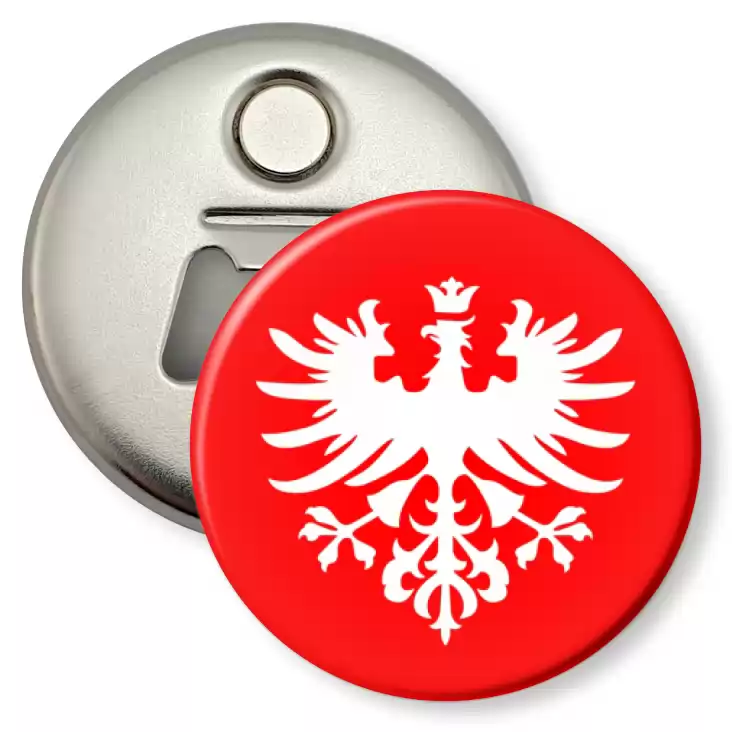 przypinka otwieracz-magnes Orzeł Powstania Wielkopolskiego Na Czerwonym Polu